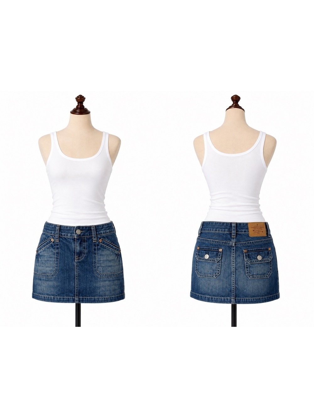American Eagle Y2K Low Rise Denim Mini Skirt Size 6 Vintage